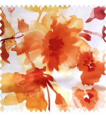 Orange brown white pink color beautiful flowers rose big leaves branches watercolor print polyester base fabric main curtain