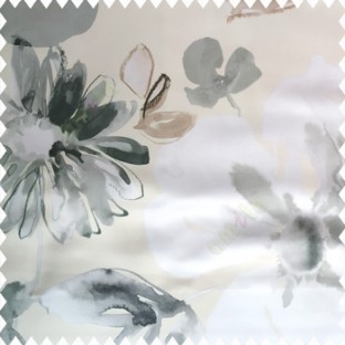 Grey white brown color beautiful big flower flying leaves petals polyester base fabric main curtain