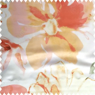 Orange green yellow grey white color beautiful big flower flying leaves petals polyester base fabric main curtain