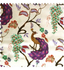 Purple red brown black white green grey color natural designs trees peacock fruits blossoms leaves beautiful natural designs polyester base fabric main curtain