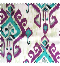 Purple blue green cream black color traditional designs damask pattern ikat finished polyester base fabric main curtain