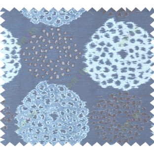 Blue brown silver colour big circle with polka dots poly main curtain designs