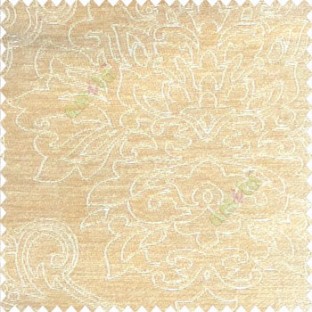 Traditional beige color big damask design floral curved finished soft velvet texture touch shiny poly sofa fabric