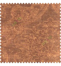 Traditional brown color big damask design floral curved finished soft velvet texture touch shiny poly sofa fabric