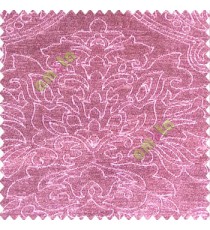 Traditional purple color big damask design floral curved finished soft velvet texture touch shiny poly sofa fabric