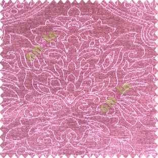 Traditional purple color big damask design floral curved finished soft velvet texture touch shiny poly sofa fabric
