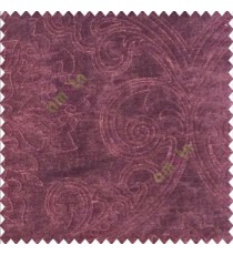 Traditional dark purple color big damask design floral curved finished soft velvet texture touch shiny poly sofa fabric