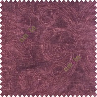 Traditional dark purple color big damask design floral curved finished soft velvet texture touch shiny poly sofa fabric