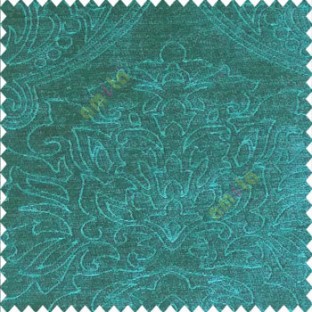 Traditional dark green color big damask design floral curved finished soft velvet texture touch shiny poly sofa fabric