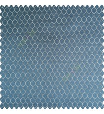 Blue silver color geometric designs texture finished background hexagon patterns polyester base thick fabric main curtain