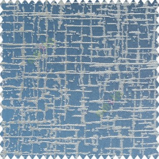 Blue silver color vertical and horizontal texture stripes checks weaving patterns embossed designs polyester base fabric main curtain