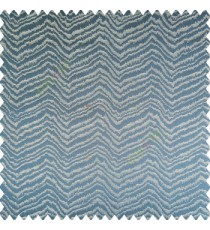 Blue silver color horizontal zigzag texture flowing lines weaving thin patterns polyester base thick fabric main curtain