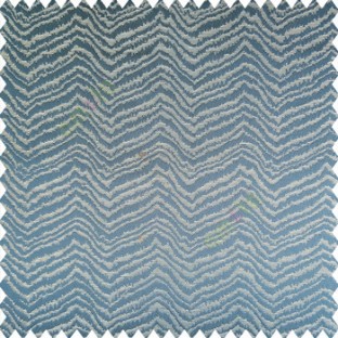 Blue silver color horizontal zigzag texture flowing lines weaving thin patterns polyester base thick fabric main curtain