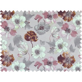 Brown beige pink purple grey colour natural floral design pure cotton main curtain designs