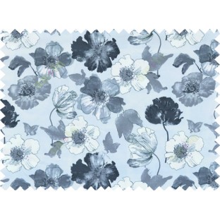 Black white grey colour natural floral design pure cotton main curtain designs
