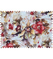 Red white brown green black grey colour beautiful painting finish floral pure cotton main curtain designs