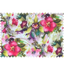 Pink white green yellow colour beautiful painting finish floral pure cotton main curtain designs