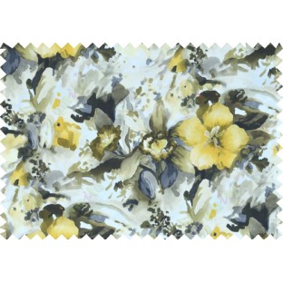 Black yellow grey white colour beautiful painting finish floral pure cotton main curtain designs