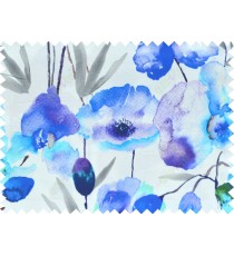 Blue grey white purple natural floral design pure cotton main curtain designs