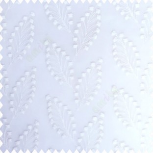 White and cream color beautiful flower embossed patterns embroidery leaves cotton buds small circles designs with polyester net base fabric sheer curtain