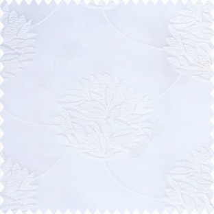 Cream white color big texture floral leaves interconnected with embroidery chain small leaf bunch polyester net base fabric sheer curtain