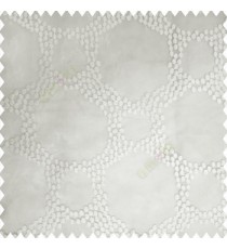 Cream white color big circles geometric patterns silver zari designs small polka dots honeycombs with transparent net base fabric sheer curtain
