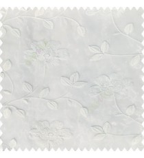 Cream white color beautiful flower silver zari embroidery elegant look finished small leaves long branches with blossoms transparent net fabric polyester sheer curtain