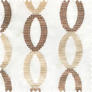 Dark chocolate brown beige white color traditional designs silver zari embroidery small dots oval shapes with transparent net fabric polyester sheer curtain