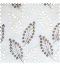 Grey cream white color beautiful flower embossed patterns embroidery leaves cotton buds small circles designs with polyester net base fabric sheer curtain