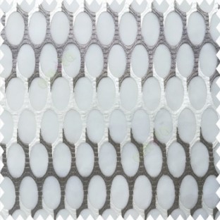 Grey cream white color traditional designs soft and silver zari embroidery geometric oval shapes embossed patterns with transparent net background sheer curtain