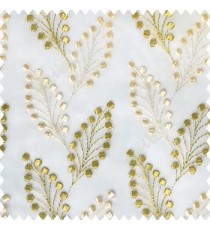 Parrot green beige white color beautiful flower embossed patterns embroidery leaves cotton buds small circles designs with polyester net base fabric sheer curtain