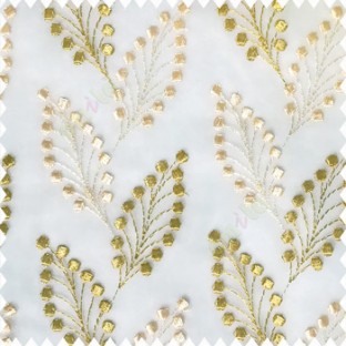 Parrot green beige white color beautiful flower embossed patterns embroidery leaves cotton buds small circles designs with polyester net base fabric sheer curtain