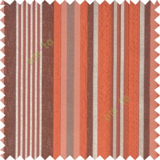 Orange silver brown color vertical embossed mixed of bold and pencil stripes with texture finished surface soft touch polyester main curtain