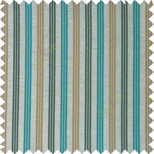 Blue brown silver color combination with silver base color vertical embossed stripes texture finished surface polyester main curtain