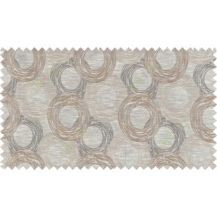 Beige brown colour seamless geometric circle pattern polycotton main curtain designs