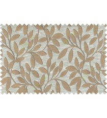 Beige brown colour leafy pattern with thick background fab polycotton main curtain designs