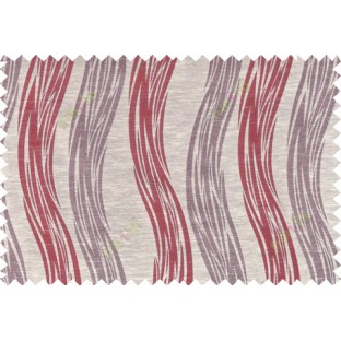 Brown red beige purple colour vertical wavy stripes polycotton main curtain designs