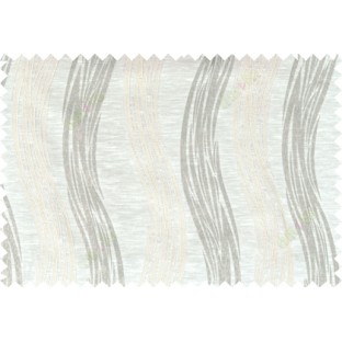 Beige grey white colour vertical wavy stripes polycotton main curtain designs