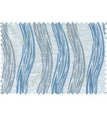 Blue beige grey colour vertical wavy stripes polycotton main curtain designs 113323