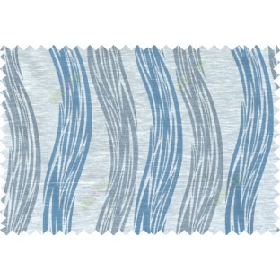 Blue beige grey colour vertical wavy stripes polycotton main curtain designs 113323