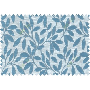 Blue beige grey colour leafy pattern with thick background fab polycotton main curtain designs