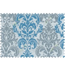 Blue beige grey color seamless elegant damask pattern polycotton main curtain designs