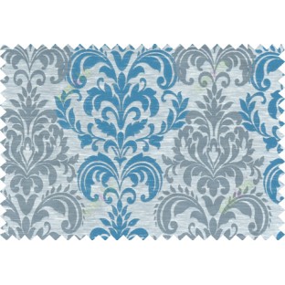 Blue beige grey color seamless elegant damask pattern polycotton main curtain designs