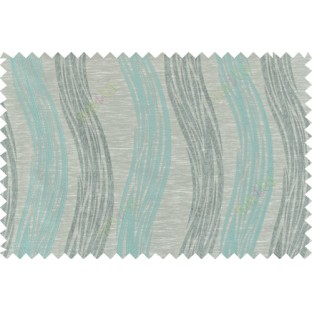 Blue beige grey colour vertical wavy stripes polycotton main curtain designs