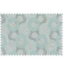 Blue beige grey colour seamless geometric circle pattern polycotton main curtain designs