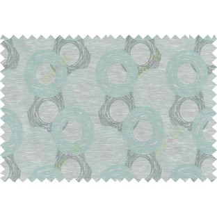Blue beige grey colour seamless geometric circle pattern polycotton main curtain designs