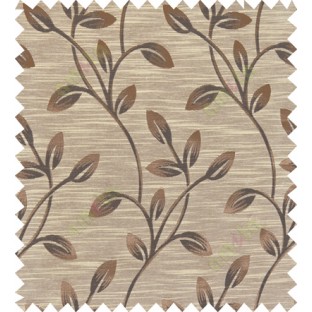 Brown beige colour beautiful natural floral design polycotton main curtain designs