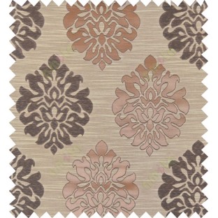 Brown beige colour traditional damask design polycotton main curtain designs
