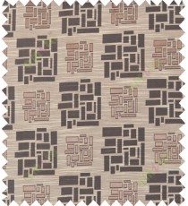 Black brown beige colour geometric design polycotton main curtain designs