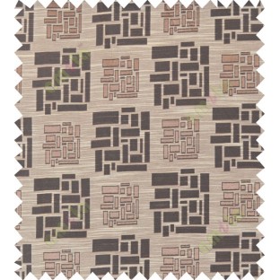 Black brown beige colour geometric design polycotton main curtain designs